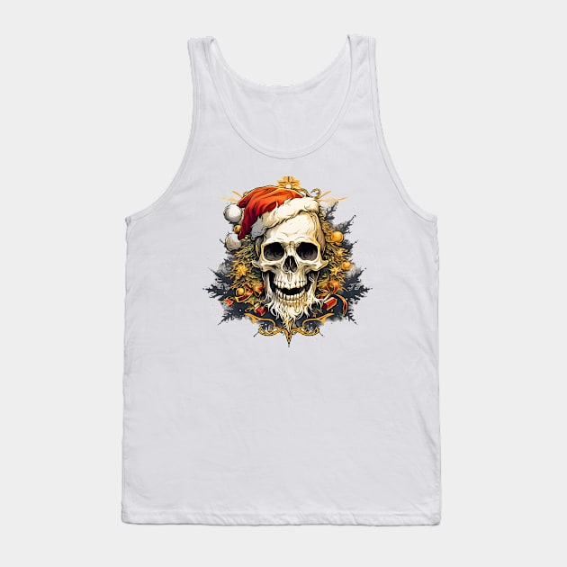 Christmas Celebration with a Skull Twist Tank Top by ragil_studio